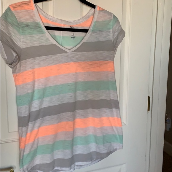 Neon Striped V Neck Tee - Picture 1 of 3